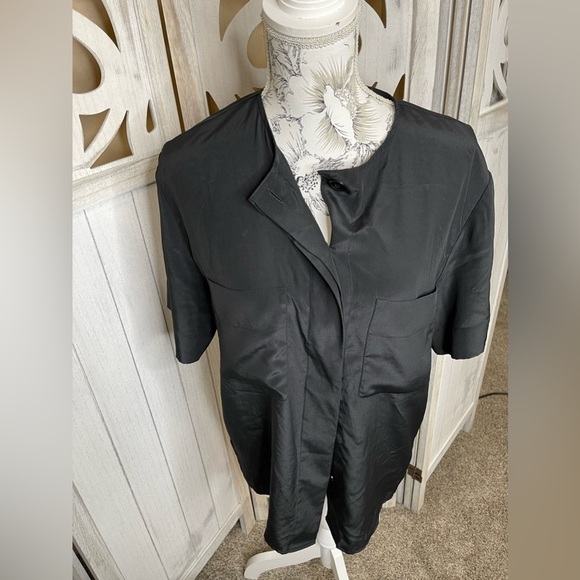 Vintage Christian Dior Chemises Classic Black Short Sleeve Silky Size 10 Medium - Picture 2 of 5